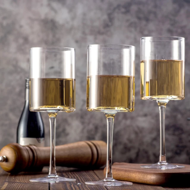 Alt view image 6 of 6 - Wine Glasses Set of 4, Hand Blown Square Wine Glasses for Red/White, 15 oz | Premium White Wine Glasses on Long Stem, Crystal Thin Stem, Unique Gift for Wedding,Anniversary,Christmas