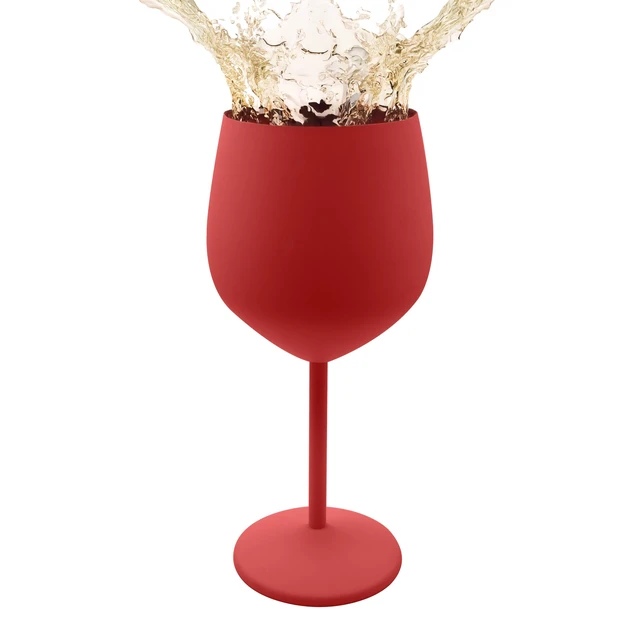 Alt view image 2 of 7 - Red Stainless Steel Unbreakable Wine Glasses - 18 oz - Set of 2 Colored, Stemmed Metal Wine Glasses Perfect for Outdoors, Weddings, and Parties (Red, Set of 2)