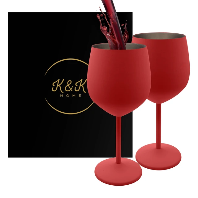 Alt view image 3 of 7 - Red Stainless Steel Unbreakable Wine Glasses - 18 oz - Set of 2 Colored, Stemmed Metal Wine Glasses Perfect for Outdoors, Weddings, and Parties (Red, Set of 2)