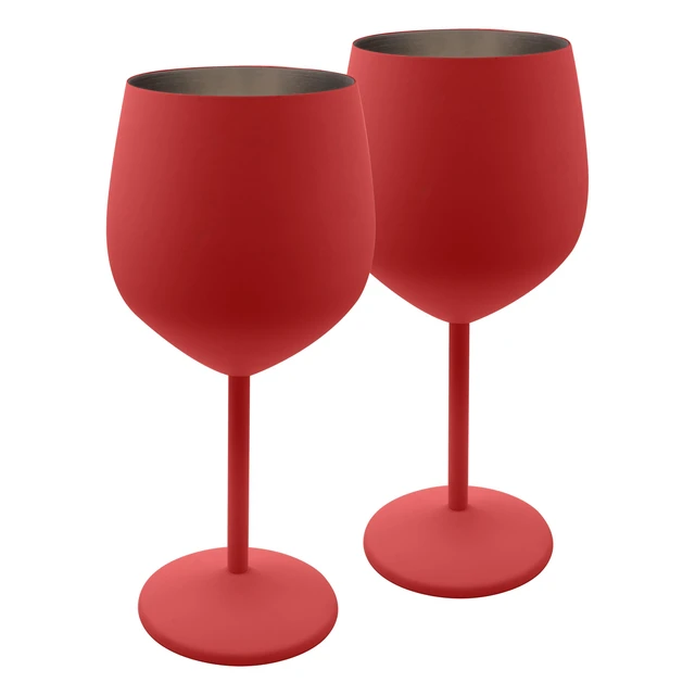Alt view image 5 of 7 - Red Stainless Steel Unbreakable Wine Glasses - 18 oz - Set of 2 Colored, Stemmed Metal Wine Glasses Perfect for Outdoors, Weddings, and Parties (Red, Set of 2)