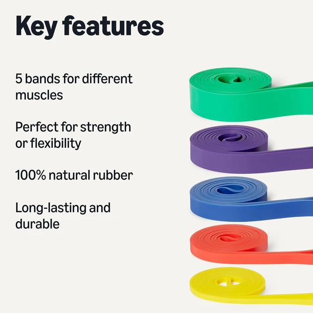 Alt view image 2 of 5 - Exercise Resistance Bands for Working Out, Set of 5, Multiple Resistance Levels