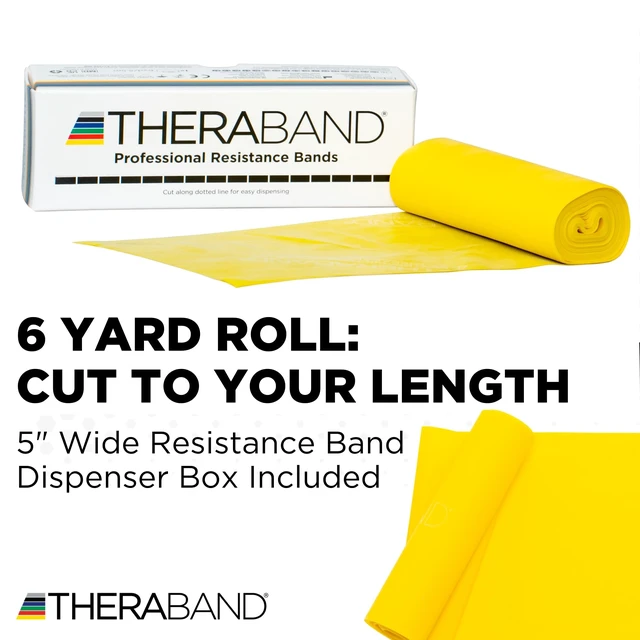 Alt view image 2 of 7 - Resistance Bands, Exercise Band, Physical Therapy, Rubber, Yellow | Professional 6 yard latex band roll for physical therapy, home workouts and upper body, lower body and core exercise