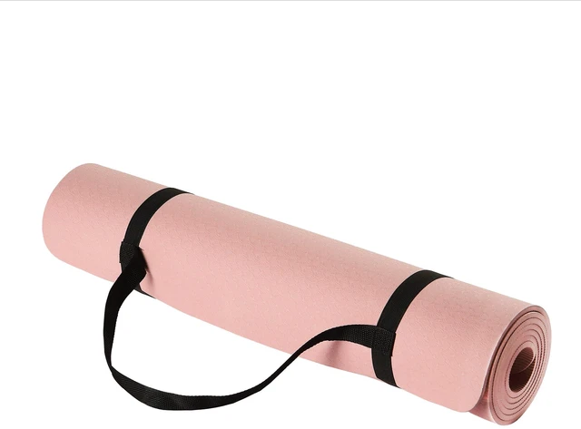 Main image of 0.25-inch Thick TPE Exercise Yoga Mat with Carrying Strap, Rose