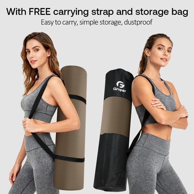 Alt view image 5 of 7 - Yoga Mat Non Slip, 10/15mm Thick NBR Extra Thick Yoga Mat | Anti-Tear Exercise Mat with Carrying Strap and Bag, Workout Mats for Home, Yoga, Pilates, 72"L x 32"/24"W x 0.6"/0.4"TH