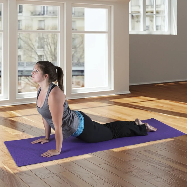Alt view image 2 of 7 - Yoga Mat - Thick Double-Sided Foam Gym and Workout Equipment - Padded Fitness Surface for Pilates with Carrying Strap