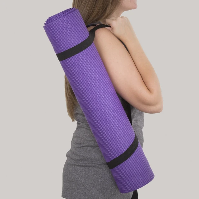 Alt view image 3 of 7 - Yoga Mat - Thick Double-Sided Foam Gym and Workout Equipment - Padded Fitness Surface for Pilates with Carrying Strap