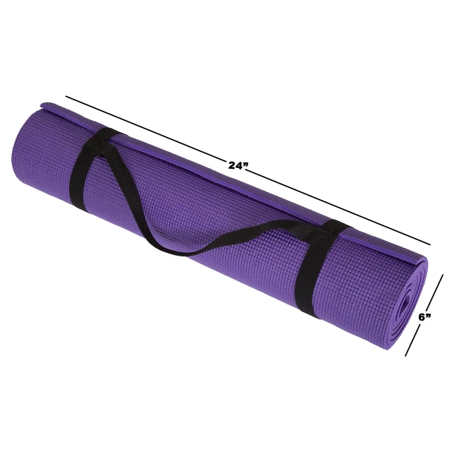 Alt view image 6 of 7 - Yoga Mat - Thick Double-Sided Foam Gym and Workout Equipment - Padded Fitness Surface for Pilates with Carrying Strap