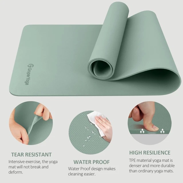 Alt view image 3 of 7 - Yoga Mat Non Slip, 72"L x 24"W x 0.24"/0.32"TH, Anti-Tear Exercise Mat with Carrying Strap and Bag, Pro TPE Yoga Mats for Women, Workout Mats for Home, Pilates and Floor Exercises