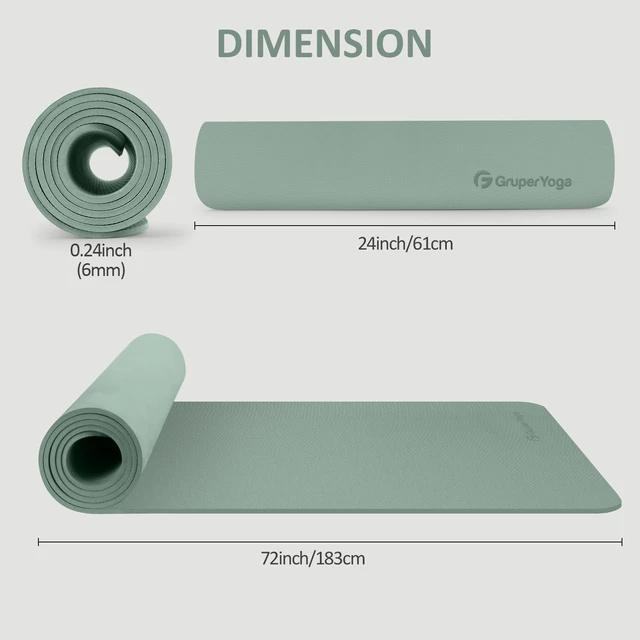 Alt view image 4 of 7 - Yoga Mat Non Slip, 72"L x 24"W x 0.24"/0.32"TH, Anti-Tear Exercise Mat with Carrying Strap and Bag, Pro TPE Yoga Mats for Women, Workout Mats for Home, Pilates and Floor Exercises