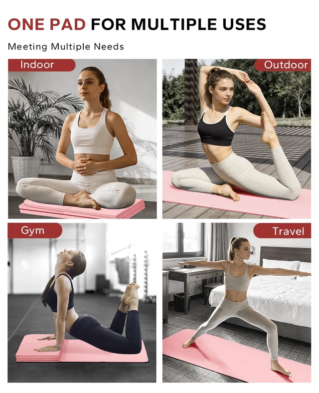 Alt view image 5 of 6 - Foldable Yoga Mat - 72"x24"x0.24" (6mm), Non-Slip TPE Exercise Mat | Ideal for Home Workout, Yoga, Pilates, Stretching & Travel, Durable & Eco-Friendly, Includes Carry Bag