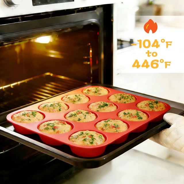 Alt view image 4 of 5 - 12 Cups Silicone Muffin Pans for Baking Cupcake Pan Nonstick Silicone Molds | Regular size, 1Pack, For Egg Bites, Muffins, Cupcakes, Mini Quiche and so on