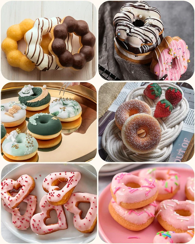 Alt view image 6 of 6 - 3 Pack Silicone Donut Pan for Baking, Non-Stick Doughnut Pan, 6 Cavity Fluted Tube Cake Silicone Mold for Baking (Blue+Gray+Pink)