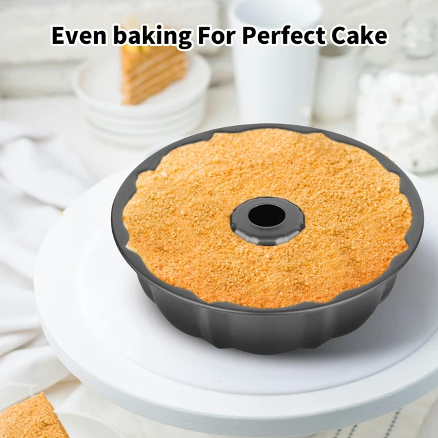 Alt view image 4 of 7 - 9.5" Non-Stick Carbon Steel Fluted Tube Cake Pan | For Pound Cake Jello Gelatin Flan Chocoflan, Heavy Duty, Non-Stick Easy Release, Sturdy Baking pan