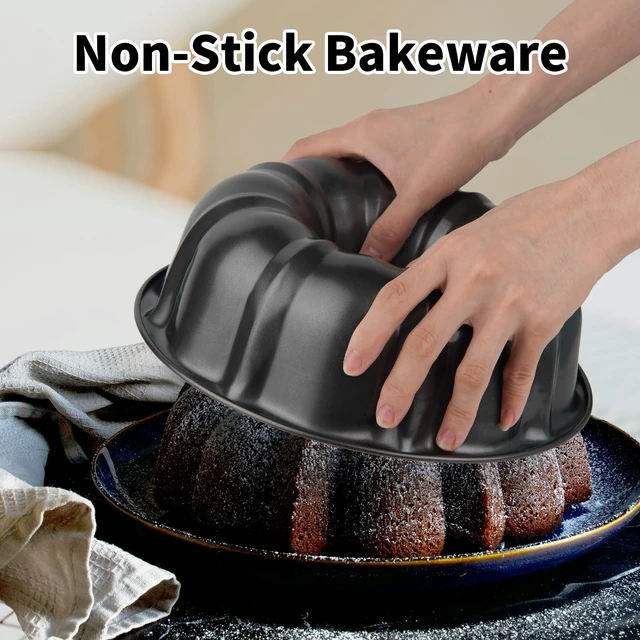Alt view image 6 of 7 - 9.5" Non-Stick Carbon Steel Fluted Tube Cake Pan | For Pound Cake Jello Gelatin Flan Chocoflan, Heavy Duty, Non-Stick Easy Release, Sturdy Baking pan