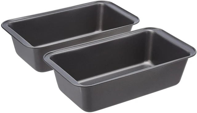 Main image of Rectangular Nonstick Bread Loaf Pan for Baking Meatloaf with Even Heat Distribution, 9.5 x 5 Inch, Gray, Set of 2