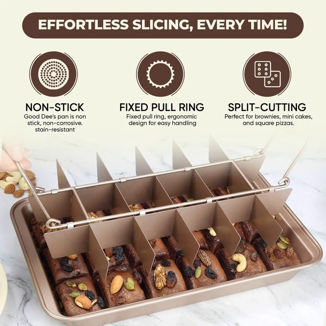 Alt view image 4 of 7 - Brownie Pan with Dividers, Non Stick Baking Pan Sets, Carbon Steel Bakeware Tray with Grips for Oven Baking, 18 Pre-Cut Square Molds for Brownies (12'' X 8'' X 2'')