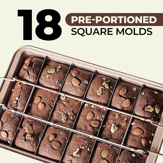 Alt view image 7 of 7 - Brownie Pan with Dividers, Non Stick Baking Pan Sets, Carbon Steel Bakeware Tray with Grips for Oven Baking, 18 Pre-Cut Square Molds for Brownies (12'' X 8'' X 2'')