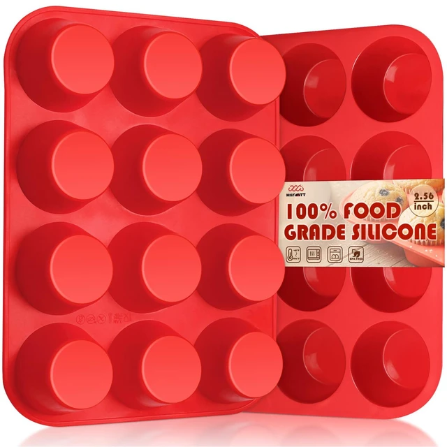 Main image of 2Pcs Silicone Muffin Pans for Baking 12Cups BPA-Free Egg Bites Mold | Regular Size, Non-Stick, Food-Grade, Oven Safe, Cupcake Pans Muffin Tin