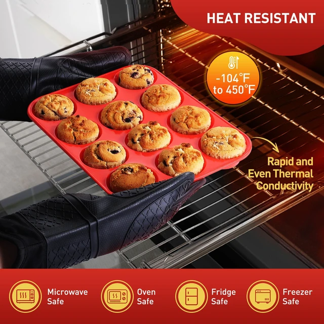 Alt view image 5 of 7 - 2 Pack 12 Cups Silicone Muffin Pan with Metal Reinforced Frame Regular Size Silicone Molds Cupcake Cake Baking Pans Cookie Baking Chocoflan Cupcake Mold Nonstick Muffin Tin Home Baking Supplies