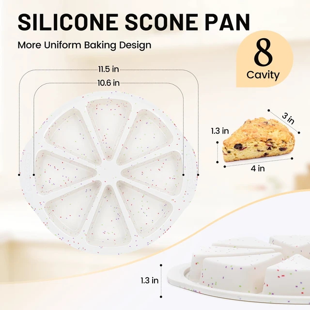 Alt view image 4 of 7 - Silicone Scone Pan with Reinforce Frame, 8-Cavity Triangle Cake Mold | Nonstick Scone Mold With Non-Slip Handles for Brownies, Muffins, Cheesecake, Wedge Pan for Oven, Dishwasher Safe, BPA-Free