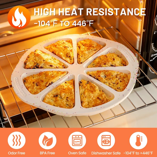 Alt view image 6 of 7 - Silicone Scone Pan with Reinforce Frame, 8-Cavity Triangle Cake Mold | Nonstick Scone Mold With Non-Slip Handles for Brownies, Muffins, Cheesecake, Wedge Pan for Oven, Dishwasher Safe, BPA-Free