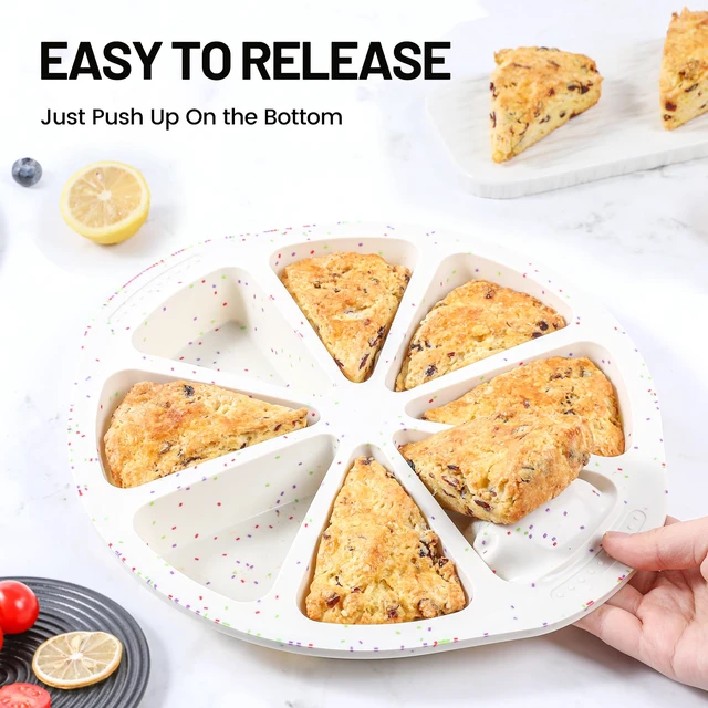 Alt view image 3 of 7 - Silicone Scone Pan with Reinforce Frame, 8-Cavity Triangle Cake Mold | Nonstick Scone Mold With Non-Slip Handles for Brownies, Muffins, Cheesecake, Wedge Pan for Oven, Dishwasher Safe, BPA-Free