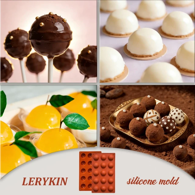 Alt view image 7 of 7 - Small 15-Cavity Semi Sphere Silicone Molds Non-Stick,2 Packs Half Sphere Silicone Baking Molds for Making Jelly, Chocolates and Cake