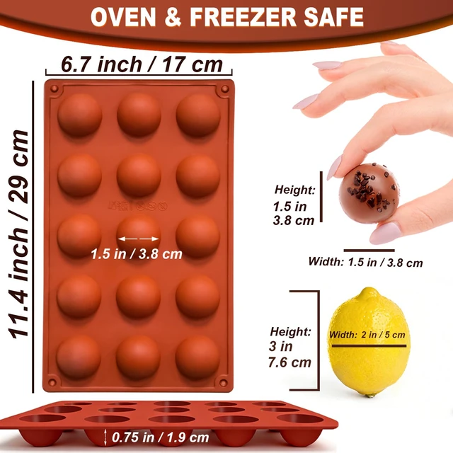 Alt view image 6 of 7 - Small 15-Cavity Semi Sphere Silicone Molds Non-Stick,2 Packs Half Sphere Silicone Baking Molds for Making Jelly, Chocolates and Cake