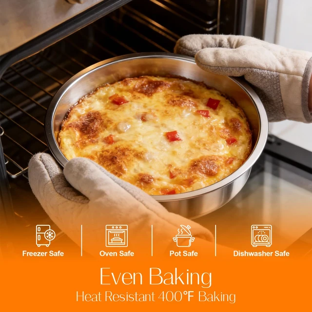 Alt view image 3 of 7 - 3PCS 8" Round Stainless Steel Even Heating Cake Pans for Baking | Stackable Design, Perfect for Layer Cakes Birthday Parties & Weddings, Dishwasher Safe, Ideal for Home Bakers