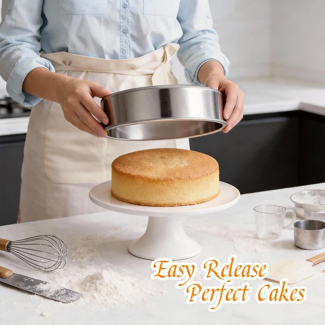 Alt view image 4 of 7 - 3PCS 8" Round Stainless Steel Even Heating Cake Pans for Baking | Stackable Design, Perfect for Layer Cakes Birthday Parties & Weddings, Dishwasher Safe, Ideal for Home Bakers