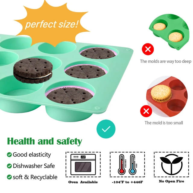 Alt view image 4 of 7 - Chocolate Cover Cookie Silicone Molds, New Size 12-Cavity Round Silicone Molds for Chocolate Cover, Cylinder Baking Mold for Candy Mini Cakes Jelly Baking2 Pack