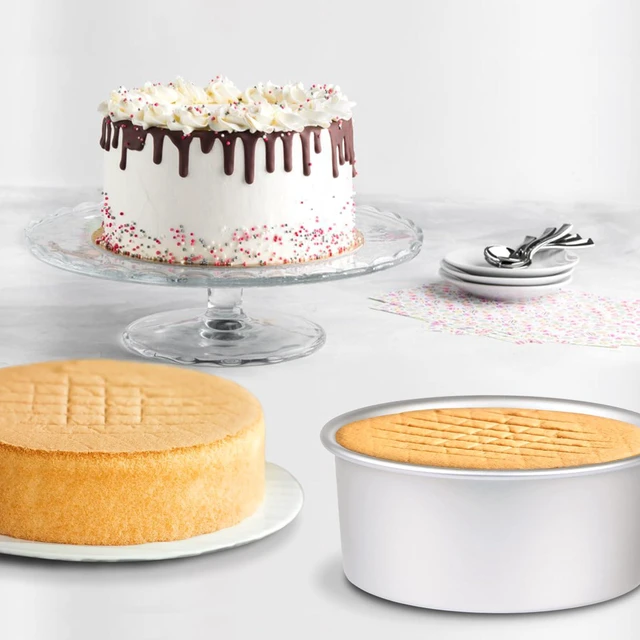 Alt view image 5 of 7 - Round Cake Pan Set of 3 (6 x 3 inch/8 x 3 inch/10 x 3 inch), Aluminum Baking Pans for Layer Cakes, Heavy Duty Non-Stick, Evenly Baking Tools for Home Kitchen, Birthday Wedding Anniversary