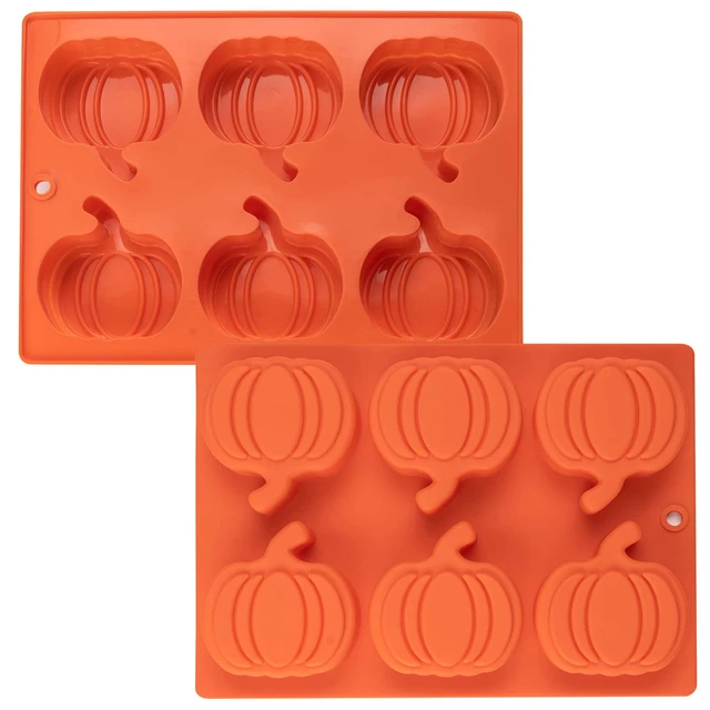 Alt view image 2 of 7 - Silicone Pumpkin Molds, 2 Pack Pumpkin-Shaped Cake Molds Thanksgiving Cookie Molds Muffin Cupcake Pan Hot Chocolate Bomb Mold for Halloween Thanksgiving Fall Baking and Wax Melts Soap Making