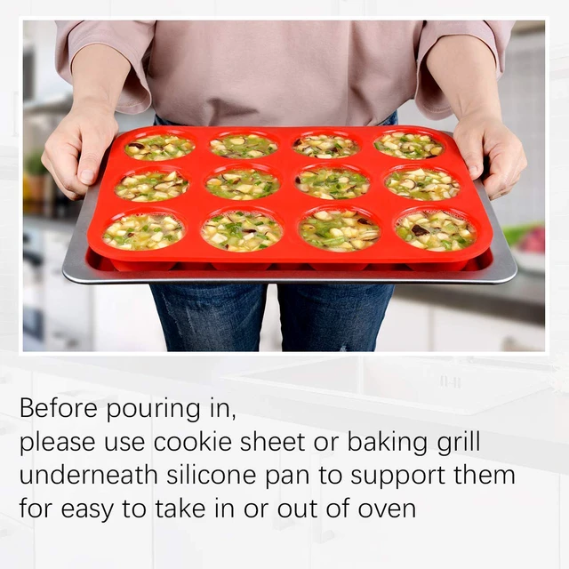 Alt view image 6 of 7 - 12 Cups Silicone Muffin Pans for Baking - Regular Size Cupcake Pan Muffin Tin for Baking Nonstick Food Grade Silicone Molds