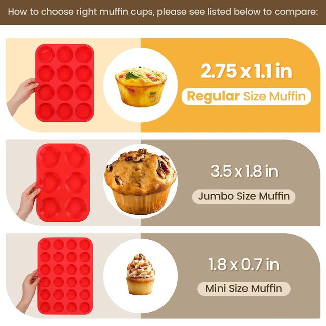 Alt view image 7 of 7 - 12 Cups Silicone Muffin Pans for Baking - Regular Size Cupcake Pan Muffin Tin for Baking Nonstick Food Grade Silicone Molds