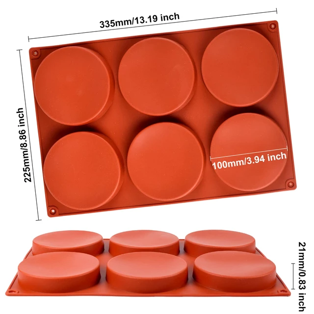Alt view image 2 of 7 - 2 Pack Large Silicone Molds for Baking/Non-Stick 4 inch 6-Cavity Round Silicone Baking Mold for Whoopie Pie Pan, Corn Bread, Candy, Eggs, Muffin, Soap