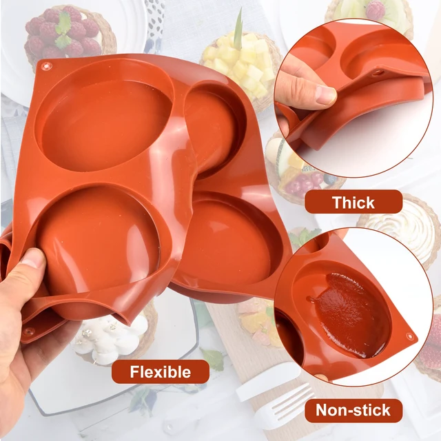 Alt view image 6 of 7 - 2 Pack Large Silicone Molds for Baking/Non-Stick 4 inch 6-Cavity Round Silicone Baking Mold for Whoopie Pie Pan, Corn Bread, Candy, Eggs, Muffin, Soap