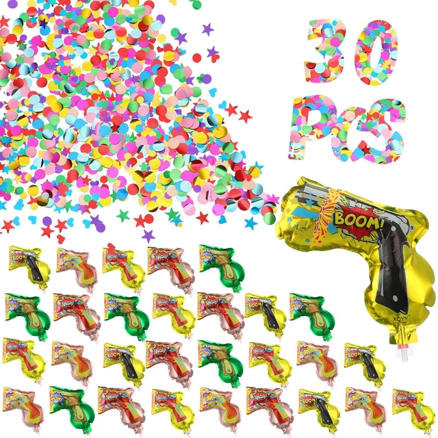 Main image of 30 Pcs Confetti Poppers Party Poppers Confetti Shooter Gun for Birthday | Handheld Fireworks Gun, Multicolor, Wedding Valentine's Day, Party Favors, 30 Pack Confetti Cannon