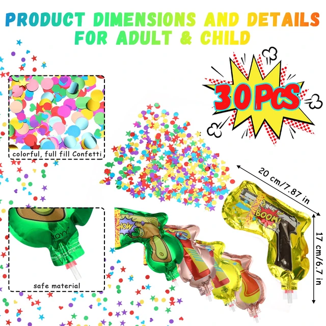 Alt view image 2 of 5 - 30 Pcs Confetti Poppers Party Poppers Confetti Shooter Gun for Birthday | Handheld Fireworks Gun, Multicolor, Wedding Valentine's Day, Party Favors, 30 Pack Confetti Cannon