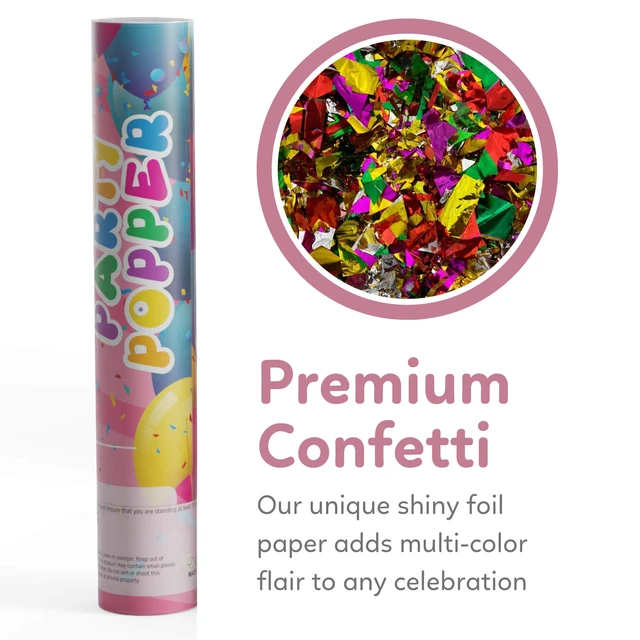 Alt view image 5 of 7 - Confetti Poppers Confetti Cannon | 12 Pack | Glitter Multicolor | Party Poppers for Graduation, Birthday, Wedding | Alternative to Fireworks Smoke Bombs | Launches 25 ft | 12 inch