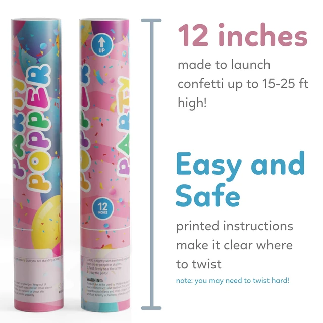 Alt view image 6 of 7 - Confetti Poppers Confetti Cannon | 12 Pack | Glitter Multicolor | Party Poppers for Graduation, Birthday, Wedding | Alternative to Fireworks Smoke Bombs | Launches 25 ft | 12 inch