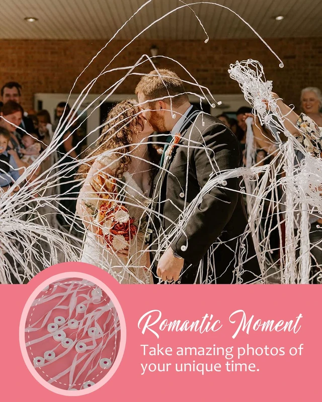 Alt view image 3 of 7 - No-Mess Streamer Poppers, White Hand-Throw Confetti, 10 Pack | Send off Streamers, Toss by Hand to Release 16.4Ft Length Paper, Easy Cleanup for Weddings, Birthdays and Parties