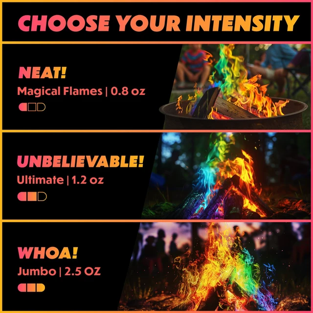 Alt view image 6 of 7 - Fire Color Packets (25 Pack), Vibrant Multi-Color Fire for Fire Pits, Campfires, Bonfires & Fireplaces - Camping Essentials & Outdoor Party Accessories