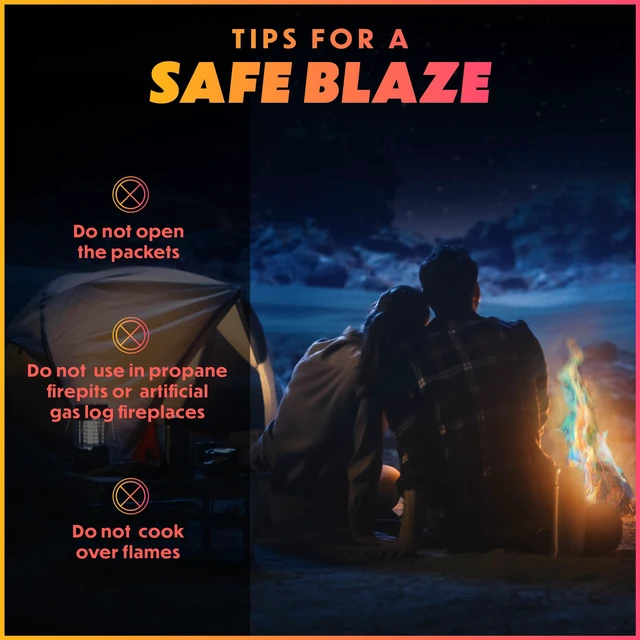 Alt view image 7 of 7 - Fire Color Packets (25 Pack), Vibrant Multi-Color Fire for Fire Pits, Campfires, Bonfires & Fireplaces - Camping Essentials & Outdoor Party Accessories