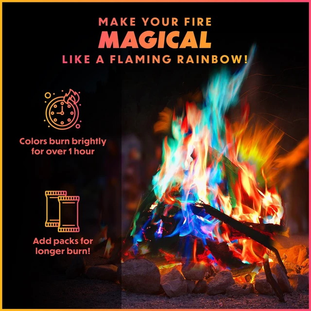 Alt view image 3 of 7 - Fire Color Packets (25 Pack), Vibrant Multi-Color Fire for Fire Pits, Campfires, Bonfires & Fireplaces - Camping Essentials & Outdoor Party Accessories