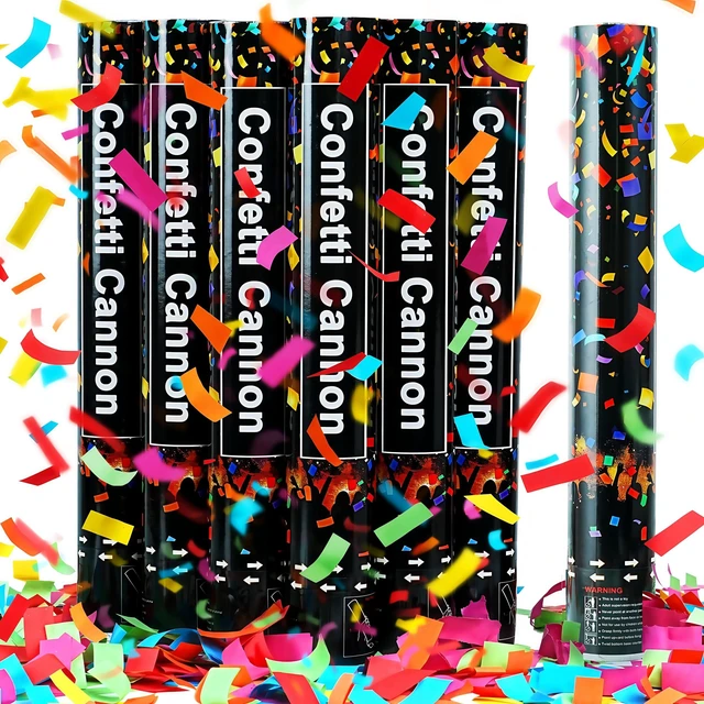 Main image of 16in Biodegradable Confetti Poppers,Confetti Cannons Bulk with Colorful Confettis Design for Holiday Party Favor Supplies,Birthday Holiday Summer Wedding World Cup Party(6Pack)