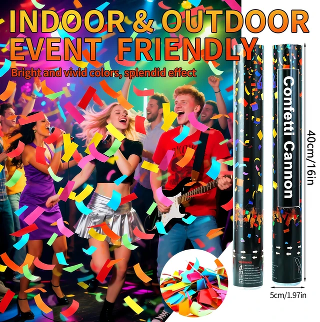 Alt view image 3 of 6 - 16in Biodegradable Confetti Poppers,Confetti Cannons Bulk with Colorful Confettis Design for Holiday Party Favor Supplies,Birthday Holiday Summer Wedding World Cup Party(6Pack)