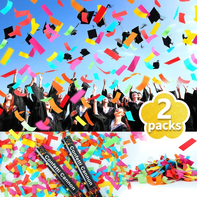 Alt view image 4 of 6 - 16in Biodegradable Confetti Poppers,Confetti Cannons Bulk with Colorful Confettis Design for Holiday Party Favor Supplies,Birthday Holiday Summer Wedding World Cup Party(6Pack)