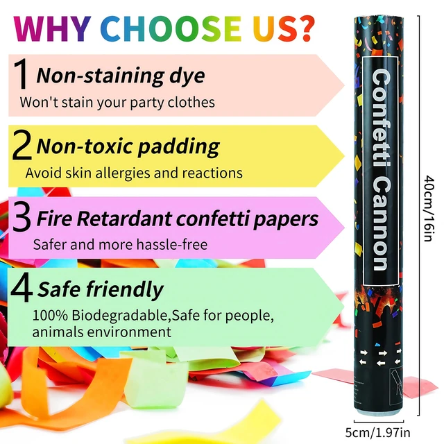 Alt view image 6 of 6 - 16in Biodegradable Confetti Poppers,Confetti Cannons Bulk with Colorful Confettis Design for Holiday Party Favor Supplies,Birthday Holiday Summer Wedding World Cup Party(6Pack)