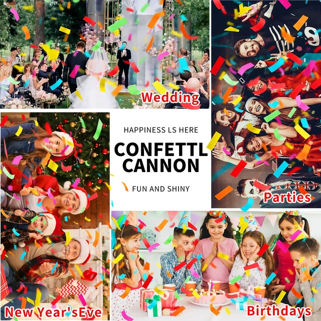 Alt view image 5 of 6 - 16in Biodegradable Confetti Poppers,Confetti Cannons Bulk with Colorful Confettis Design for Holiday Party Favor Supplies,Birthday Holiday Summer Wedding World Cup Party(6Pack)